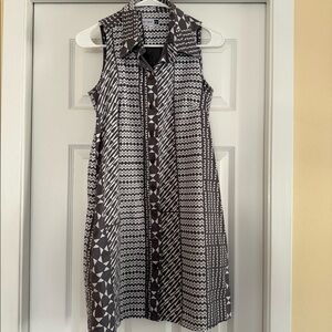 Sig Zane Black and White Geometric Sleeveless Dress